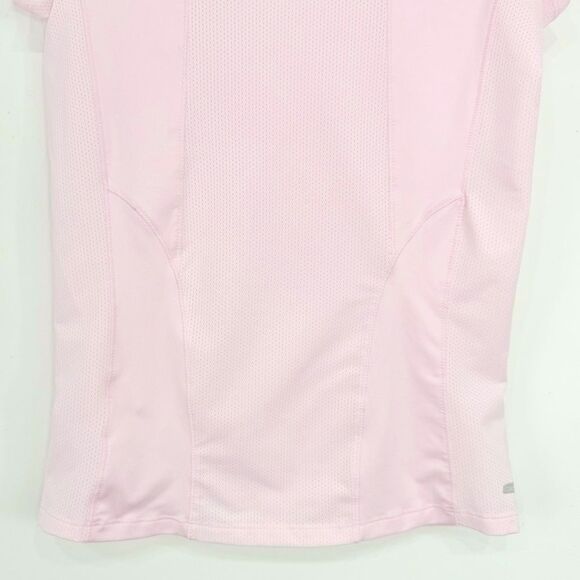 Alo Yoga CoolFit Light Pink Mesh Short Sleeve Stretch Performance Athetic Shirt - Picture 9 of 14